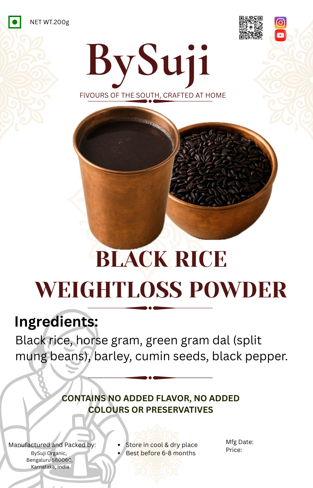 BySuji Black Rice Weight-Loss Powder (200g)